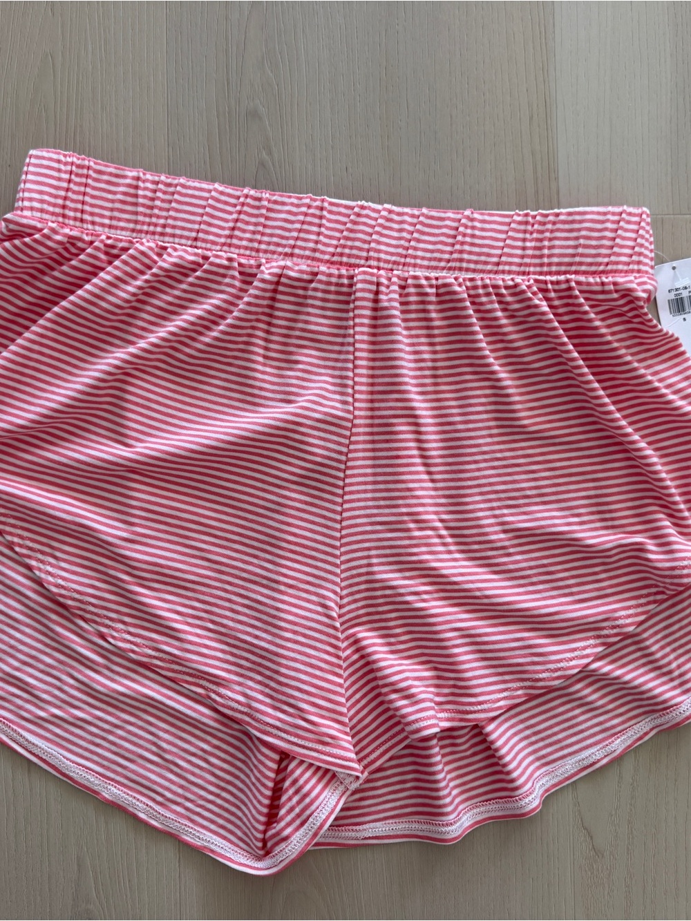 Striped Pink and White Sunday Sleep Lounge Shorts